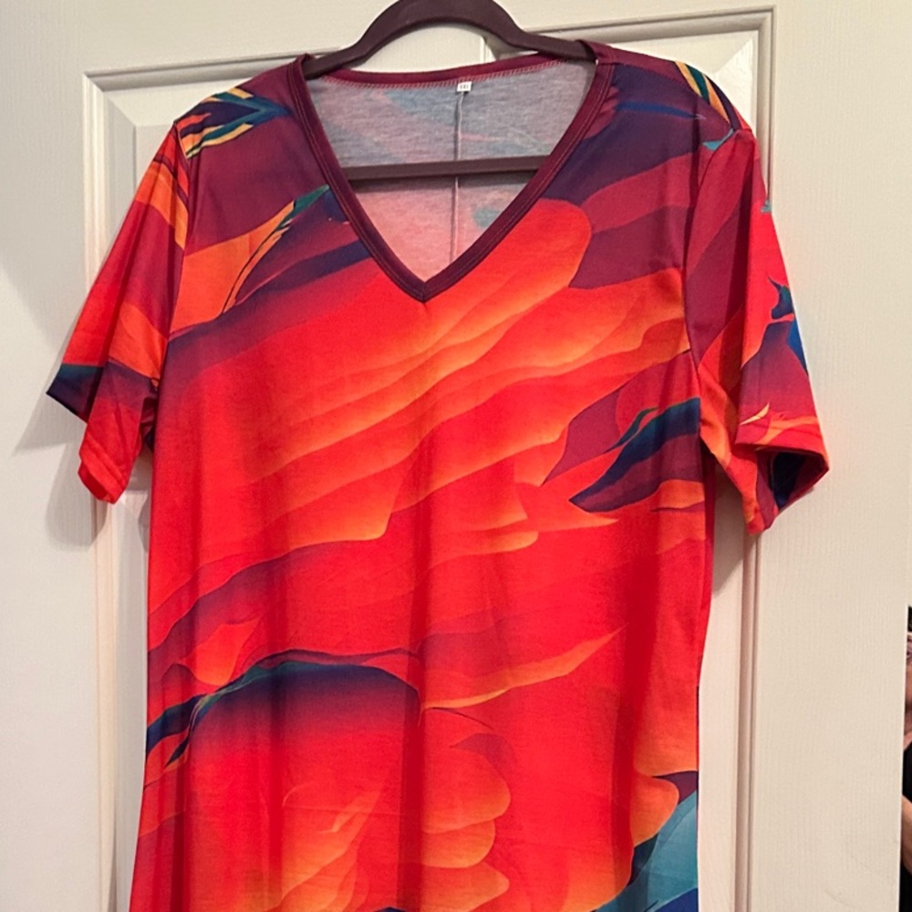 Vibrant Multicolor V-Neck Dress